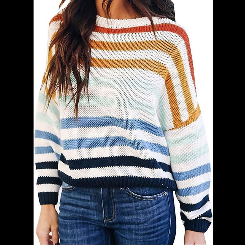Zesica Rainbow Stripe Sweater